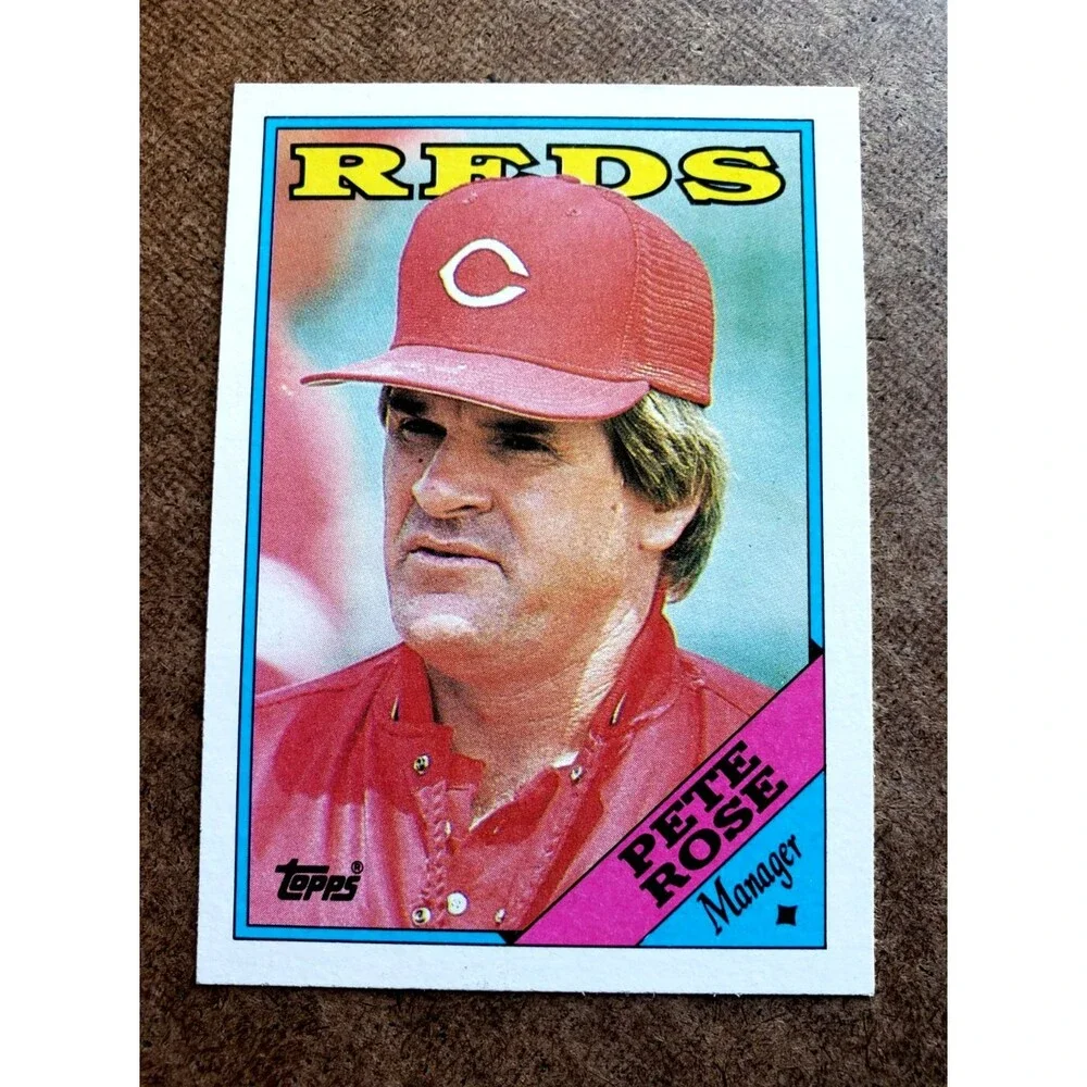 Vintage 1988 Topps PETE ROSE CINCINNATI REDS TEAM CHECKLIST MLB Card 475 CORNERS